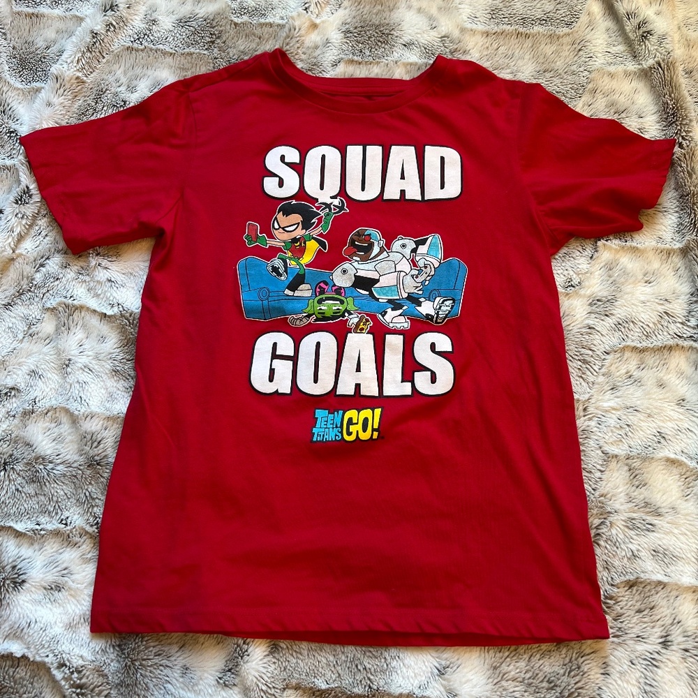 $8 when you bundle - Teen Titans Go! Red T-Shirt Kids L 10-12Y - Bundle Discount